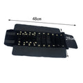 Black jewellery roll organiser; jewellery shown is not included