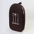 Brown camp kitchen organiser bag; utensils and other contents are not included